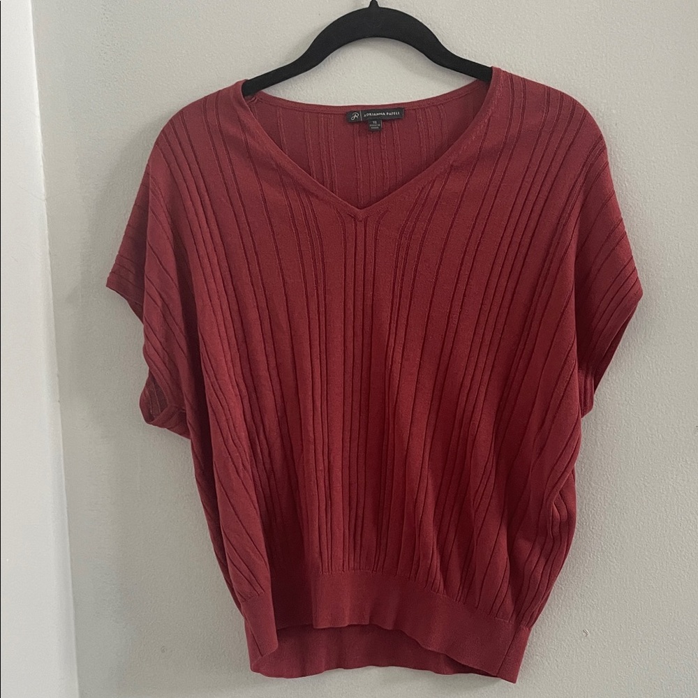 Adrianna Papell Deep Red V-Neck Sweater